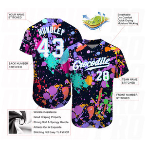 Maillot de baseball brodé personnalisé, style authentique, avec logo d'équipe, nom et numéro brodés, uniforme sportif vierge - Product Image 5