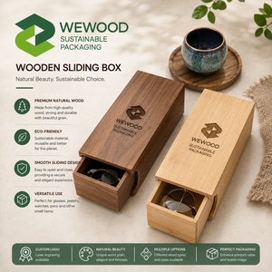 Boîte à tiroir coulissant en bois massif sur mesure avec finition en bois naturel pour l'emballage de produits haut de gamme - Product Image 2