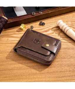 Cartera Corta de Cuero Genuino Hecha a Mano de Alta Calidad con Cierre de Cremallera, Mini Monedero, Bolso de Mano con Bordado Floral, Resistente al Agua, Delgado - Product Image 1