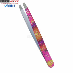 SIGAL MEDCO Best Quality Professional Stainless Steel Eyebrow Tweezers Slanted Tip Private Label Bulk Quantity - Product Image 4