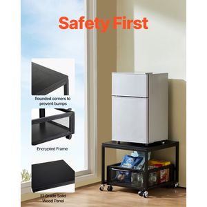 Mini Fridge Stand with Movable <b>Storage</b> <b>Cart</b> 198 Lbs Table Swivel Wheels Beverage Refrigerator Stand with <b>Storage</b> - Product Image 5