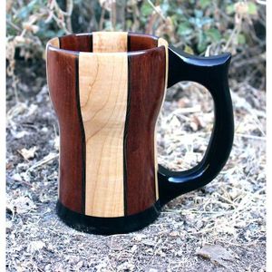 Tasse à thé en bois artisanale avec soucoupe, matériaux naturels, mug pour boissons - Product Image 2