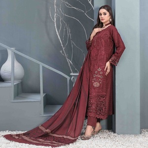Robe Panjabi élégante en viscose trois pièces pour femmes, belle tenue décontractée pour les fêtes indiennes et pakistanaises - Product Image 6