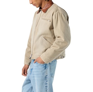 Hot Sale Custom Cotton Men's Heavy Embroidery Logo Zipper Winter Work <b>Canvas</b> <b>Jacket</b> Turn Down Collar Twill Cotton Work <b>Jacket</b> - Product Image 4