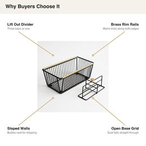 Organizador de Escritorio de Hierro Negro Hecho a Mano de 22 cm con Divisor de Latón, Alambre y Riel Chaukhat para Decoración del Hogar y Organización de Hoteles - Product Image 5
