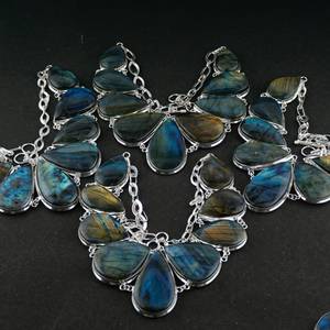 Handcrafted Pear Labradorite Necklace 925 Sterling Silver Bridal Gemstone Pendant Elegant Jewelry Gift Women - Product Image 6