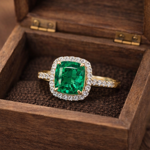 แหวนเงินแท้ 925 ประดับมรกต แหวนของขวัญสุดพิเศษสำหรับผู้หญิง - Product Image 1