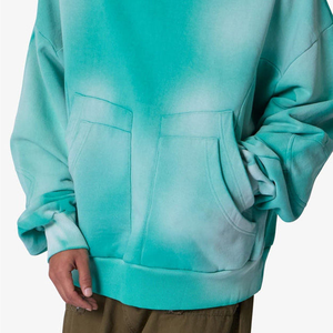 Sweat-shirt à capuche dégradé effet teinture par immersion, en molleton bouclette délavé à l'acide, manches longues, respirant, pour l'automne, avec poches - Product Image 5