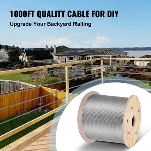 T316 Stainless <b>Steel</b> <b>Cable</b> 1/8'' X 1000 ft 1x19 Strands Braided Aircraft Wire Rope 2100 Lbs Breaking Strength for Deck Fence - Product Image 2
