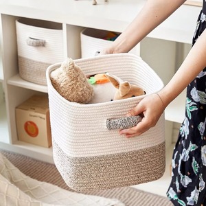 Cesta de macramé de doble tono de alta gama para un elegante organizador de almacenamiento en el hogar, para baño, cocina, dormitorio y decoración interior premium. - Product Image 5