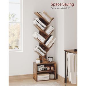 Libreria a 6 Ripiani in Stile Rustico Moderno Marrone, Scaffale Alto e Stretto con Armadietto per Organizzare i Libri in Modo Efficiente - Product Image 3