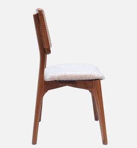 Chaise de salle à manger moderne en bois avec dossier en rotin et assise en velours rembourrée, design mid-century, mobilier pour la maison - Product Image 4