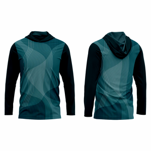 เสื้อฮู้ดซัมเมอร์แบบกำหนดเอง แห้งเร็ว ป้องกันรังสียูวี ยืดหยุ่นได้ เหมาะสำหรับการฝึกซ้อม ผลิตจากโพลีเอสเตอร์ 100% - Product Image 5