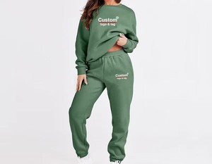 OEM Athleisure Set Cotton Rich Fleece Women Casual Matching Set Private Label Manufacturing - Product Image 2