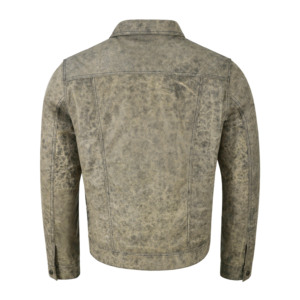 Chaqueta de Cuero Estilo Camionero para Hombre, Diseño Vintage Gris Desgastado, Ropa Exterior Clásica Informal, Proveedor de Marca Privada OEM ODM - Product Image 4