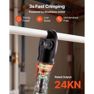 Kit d'outils de sertissage électrique sans fil 18V pour tuyaux PEX, mini outil de sertissage de tuyaux de 1/2 po et 1 po, 2 batteries, chargeur rapide, étui de transport, ASTM F1807 - Product Image 3