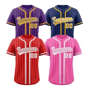 Custom Logo Heat-Transfer Printed Pinstripe Softball Shirts Breathable 100% Polyester Mesh <b>Baseball</b> Jersey Plus Size Anti-UV Men - Product Image 1