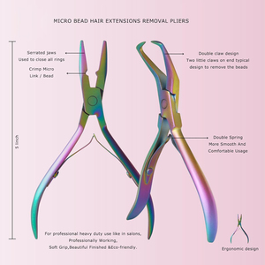 Hair Extension <b>Pliers</b> <b>Set</b> With Tweezers And Carrying Case Rainbow Finish Metal Tools For Installation And Removal - Product Image 2