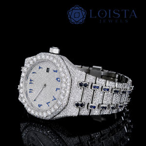 Loista Jewels Custom Classic Fashion Luxury Sport Iced <b>Arabic</b> Quartz Glass <b>Watch</b> Clarity Lab Created Diamond Stainless Steel - Product Image 2