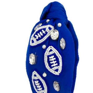 Nueva Diadema Deportiva Azul Rey para Fútbol, Cómoda, Hecha a Mano, con Cuentas, Pedrería y Detalles, para el Día del Partido - Product Image 1