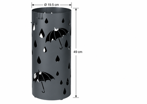 Paragüero Moderno de Metal Negro con Diseño de Gota de Lluvia, Ganchos, Capacidad para 12 Paraguas, Recubrimiento en Polvo - Product Image 2
