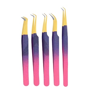 Pinzas de Acero Inoxidable con Recubrimiento de Papel, Nuevo Diseño, Colección de Pinzas de Marca Privada, Pinzas Profesionales para Extensión de Pestañas, Juego de 5 Piezas - Product Image 1