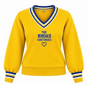 เสื้อสเวตเตอร์ไหมพรมคอวี แขนยาว สำหรับผู้หญิง ออกแบบลายตัวอักษรตามสั่ง คอเสื้อและปลายแขนเสื้อแบบแถบตัดสี สไตล์ลำลอง - Product Image 1