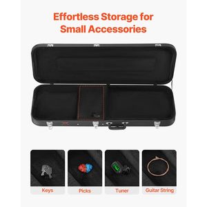 Étui rigide rectangulaire pour basse 48.03 avec loquet de verrouillage, poignée, rembourrage en PVC et doublure souple résistante à l'eau pour la protection des instruments de musique - Product Image 6