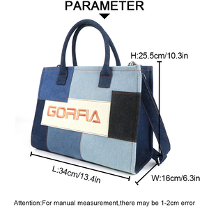 Designer Original Brand Women's Colorful Denim Tote <b>Bag</b>, Retro Fashion Detachable Shoulder Strap OEM Design <b>Bag</b> - Product Image 5