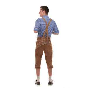 <b>Mens</b> Oktoberfest Special <b>Brown</b> Cowhide Suede Leather Knee-Length Lederhosen - German Trachten Bavarian Costume - Product Image 4
