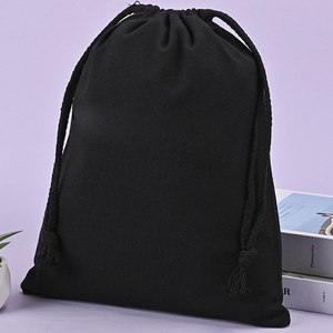 Bolsas de Algodón con Cordón Ajustable, Impresión Digital, Ecológicas, Bolsitas de Muselina Tejida, Color Negro, Varios Tamaños - Product Image 4