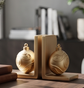 Serre-livres de Noël minimalistes en aluminium finition or, motif spirale, pièce décorative de table en métal pour vitrine - Product Image 2