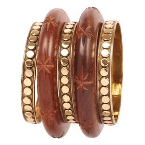 Brazaletes de Madera de Diseño Étnico con Tachuelas Hechas a Mano para Mujer, Joyería Festiva - Product Image 3