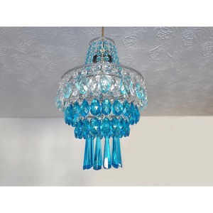 Lustre en verre bleu élégant de qualité standard, décorations lumineuses en forme de goutte d'eau, luminaire de plafond - Product Image 4