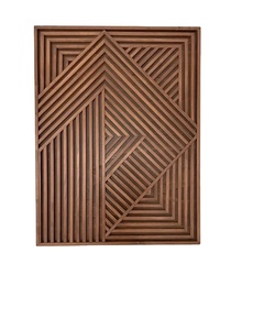Art de boîte d'ombre géométrique en bois avec motifs de lignes diagonales tenture murale abstraite moderne salon Art géométrique en bois fait à la main - Product Image 1