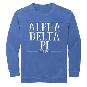 Sweat-shirt personnalisé Alpha Delta Pi en coton et polyester, motif imprimé, pour les sororités, les écoles, les universités, les campus, col rond - Product Image 1