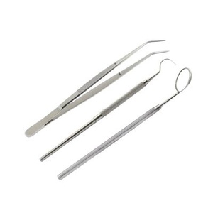 Kit d'instruments manuels d'inspection buccale dentaire comprenant des forceps à pansements en coton et une sonde, 23 instruments de forceps à pansements - Product Image 1