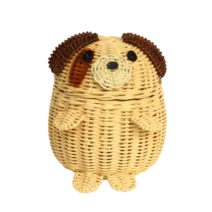 Best Quality Dog Shape Rattan Kids Room Toy Storage <b>Basket</b> Lovely Puppy <b>Wicker</b> Storage Bin Toddler Bedroom Decoration Wholesale - Product Image 1