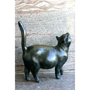 Sculpture de chat en bronze moderne, décoration de jardin extérieur, art de la pelouse, statue animale - Product Image 1