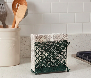 Porte-serviettes en métal vert bohème avec motif géométrique, support à mouchoirs autoportant pour la cuisine et la décoration intérieure - Product Image 4