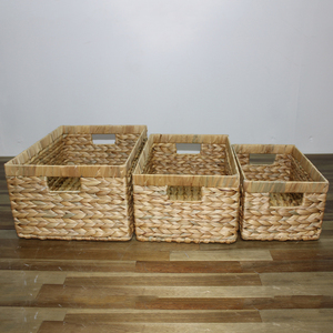 Rectangular Natural Rattan Storage Basket With Handles <b>Rustic</b> Multi-Purpose Organizer - Product Image 1