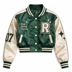 Chaqueta Bomber Corta de Satén al por Mayor para Mujer, Chaqueta Letterman de Moda con Diseño de Bordado Personalizado a Bajo Precio - Product Image 5