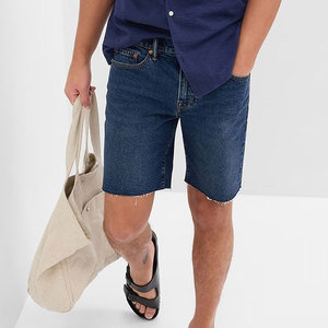 Shorts Bermuda en Jean Bleu Foncé pour Homme, Taille Mi-Haute, Fermeture Éclair, 100% Coton Tissé, Style Urbain, Poches, Séchage Rapide, Anti-UV - Product Image 3