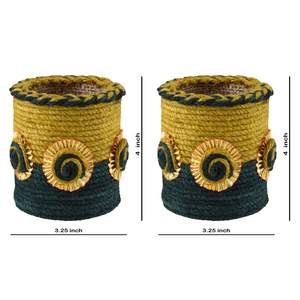Handmade Jute Eco-Friendly Woven Art Deco Design Round Pen Stand & <b>Desk</b> Organizer for <b>Study</b> Room - Product Image 5