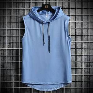 Men's Workout Hooded Tank <b>Tops</b> Bodybuilding Muscle Sleeveless T Shirt Men Quick Dry Gym Hoodie Shirt - Product Image 3