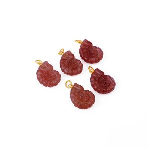 Trendy Brass Gold Plated Cherry Quartz Nautilus <b>Shell</b> Carved Pendant Natural Gemstone <b>Jewelry</b> Unisex - Product Image 4