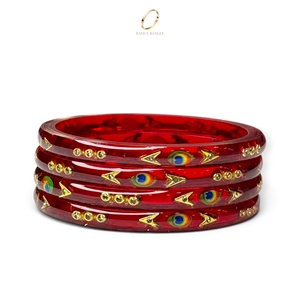 Bracelets en acrylique rouge cachemire à thème paon de qualité supérieure, bijoux traditionnels indiens de luxe pour femmes, vente en gros - Product Image 4