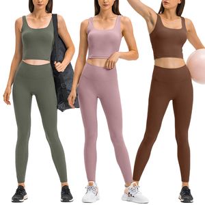 Ensemble de vêtements de sport pour femmes avec logo personnalisé, soutien-gorge de sport longue portée antichoc pour la course à pied et l'intensité élevée, vêtements de yoga, ensemble de fitness, tenue de sport pour la salle de sport - Product Image 2
