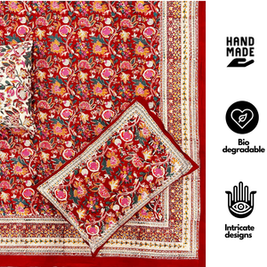 Parure de lit 3 pièces en coton imprimé à la main de Jaipur, taille King, teintures non toxiques, douce, respirante, écologique, 200 fils, lavable en machine - Product Image 2