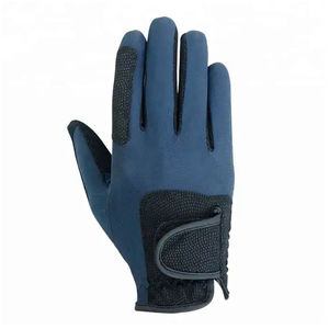 Gants d'équitation en cuir demi-doigts à faible MOQ avec évacuation de l'humidité, antidérapants, extensibles et fermeture auto-agrippante pour l'été et l'extérieur - Product Image 2